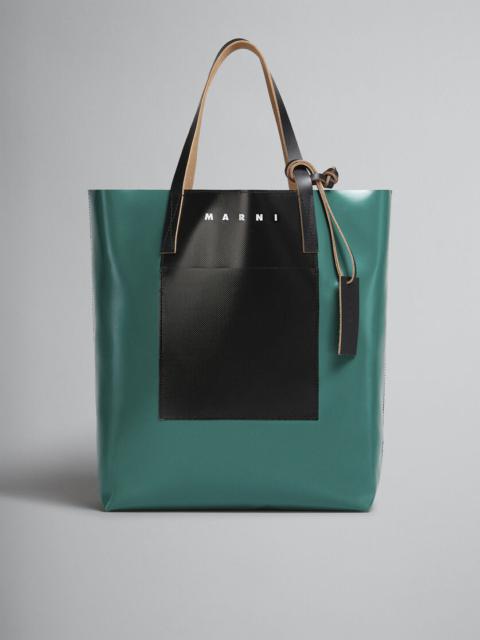 Marni TRIBECA SHOPPING BAG IN GREEN AND BLACK