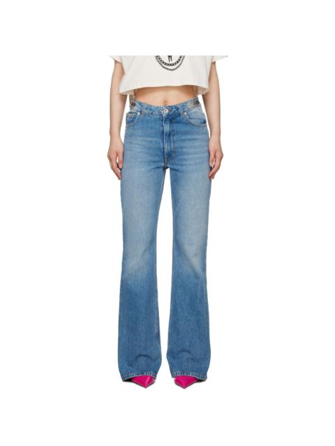rabanne Blue Embellished Jeans