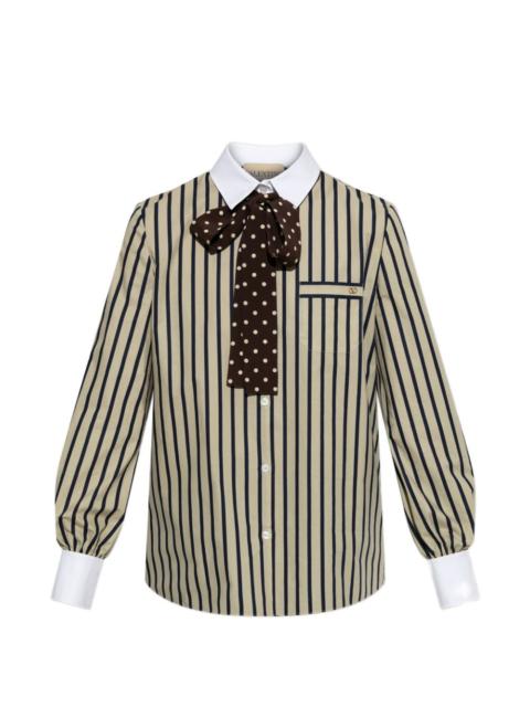 Valentino striped bow-detail shirt