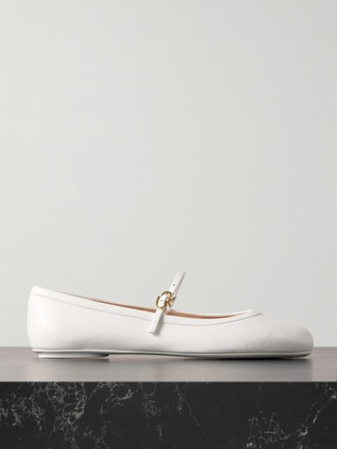 Gianvito Rossi Carla Leather Mary Jane Ballet Flats