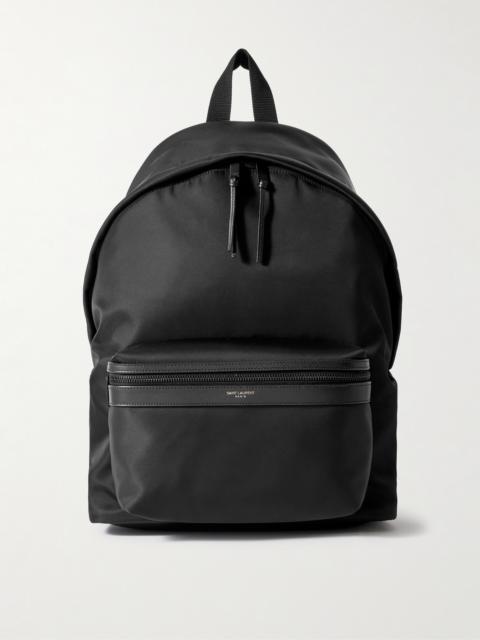 SAINT LAURENT City Leather-Trimmed Shell Backpack