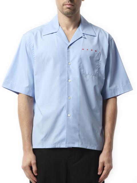 Marni Logo Bowling Shirt in Iris Blue