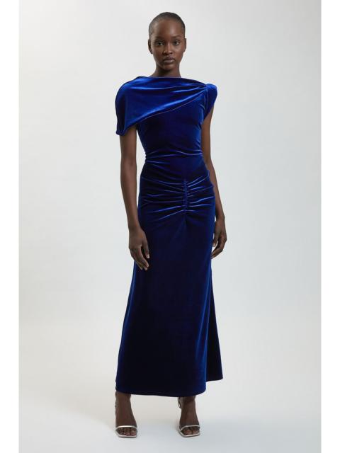 KAREN MILLEN Twist Detail Velvet Jersey Maxi Dress