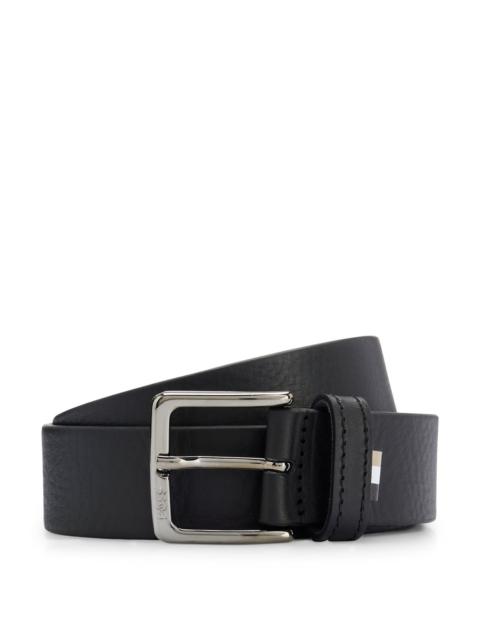 BOSS GRAINED ITALIAN-LEATHER BELT WITH SIGNATURE-STRIPE TRIM