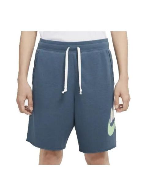 Nike Nike Alphabet Logo Printing Drawstring Sports Shorts Blue AR2376-058
