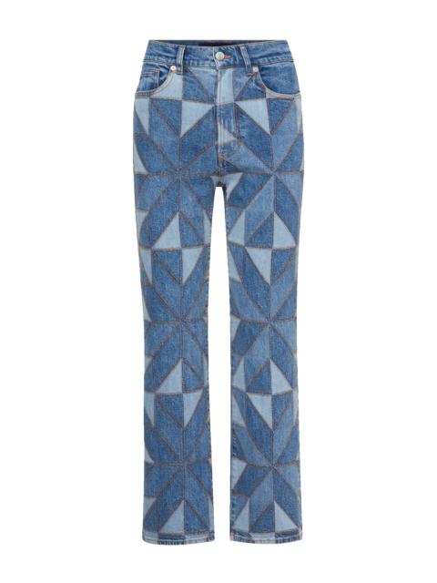 VERONICA BEARD DYLAN QUILT-PRINT STRAIGHT-LEG JEAN