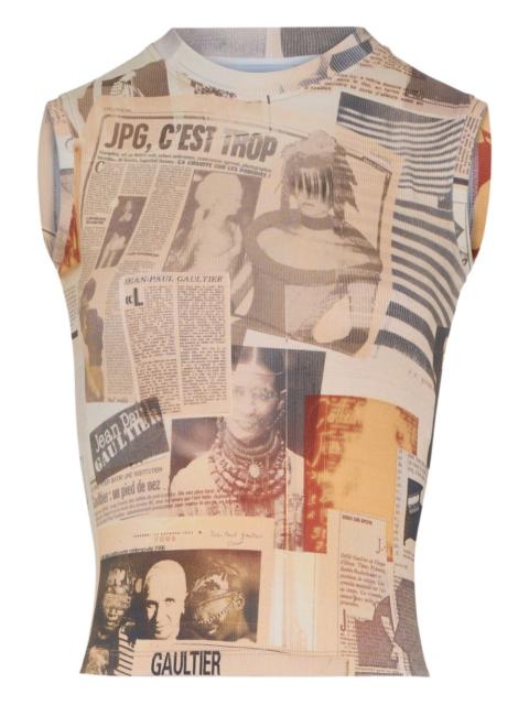Jean Paul Gaultier ribbed journal-print tank top