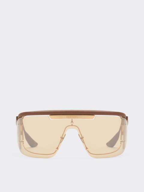 Ferrari Limited Edition Ferrari metal and leather sunglasses with  gold mirroredlens