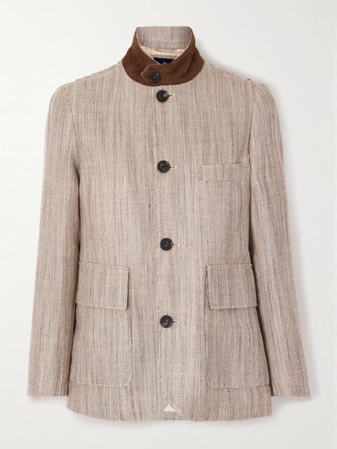 Loro Piana Suede-trimmed Silk And Linen-blend Jacket