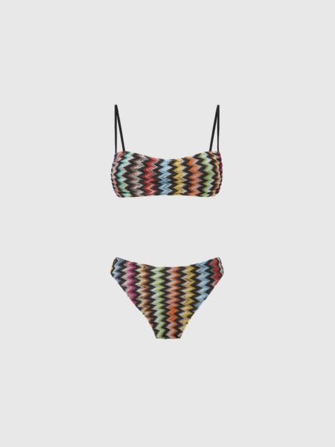 Missoni Bikini in lamé viscose with micro zigzag pattern and high-waisted bottoms