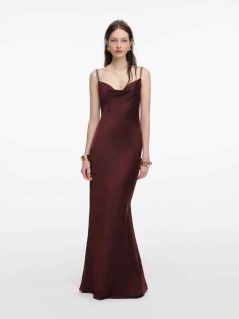 self-portrait Brown Satin Diamante Maxi Dress
