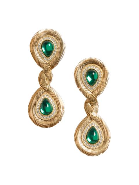 Valentino Women's Pas Plus Earrings in Metal, Resin, and Swarovski Crystals - Gold Emerald