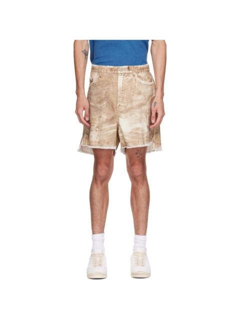 CAMPERLAB Beige Corduroy Print Denim Cutoff Shorts
