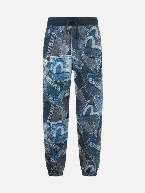 EVISU Allover Logo and Seagull Pocket Digital Print Loose Fit Sweatpants
