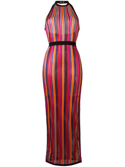 Balmain striped contrast trim dress
