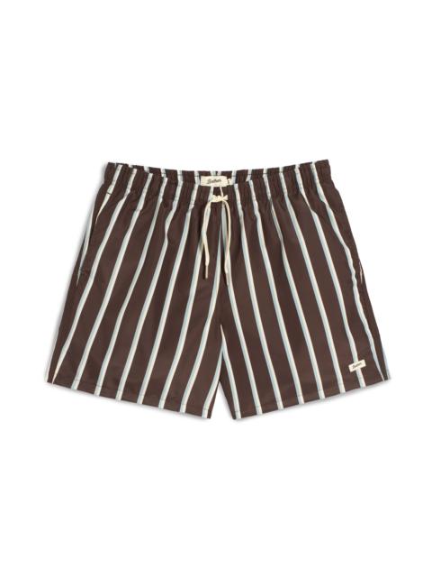 Bather Brown & Blue Fine Stripe Swim Trunk
