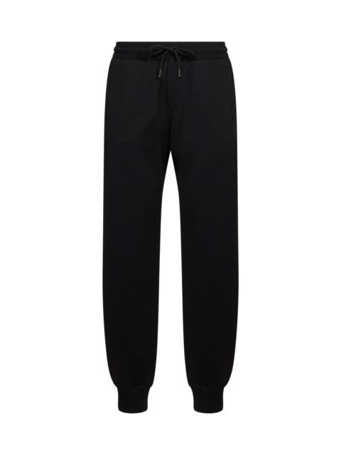 Dolce & Gabbana Black cotton fleece embroidered sweatpants