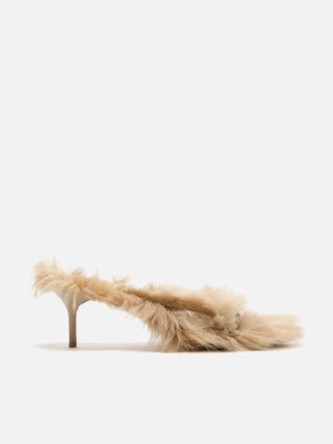 Acne Studios Furry kitten heel sandals - Biscuit beige