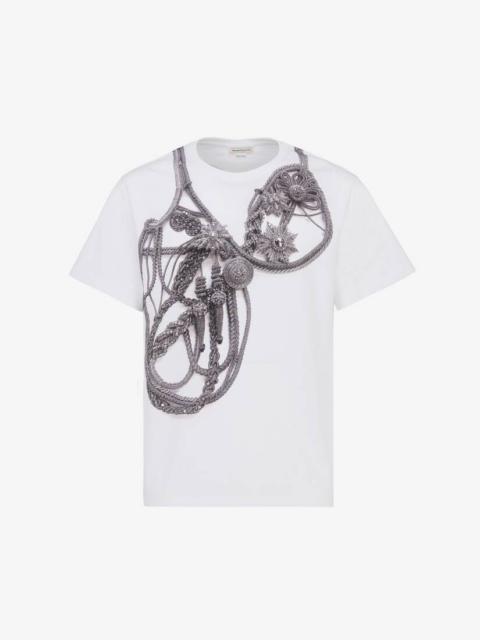 Alexander McQueen Men's Trompe-l'œil Harness T-shirt in White/grey