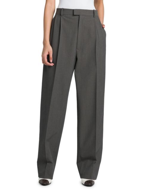 Bottega Veneta Women's Pleated Stretch Wool-Blend Trouser - Grey Melange
