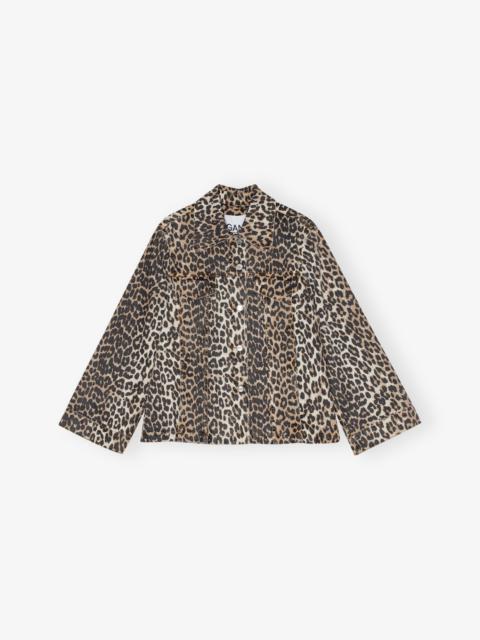 GANNI LEOPARD PRINTED DENIM JACKET