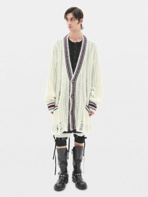 Ann Demeulemeester Ulver Cable Knit Ladder Stitch High Comfort Cardigan