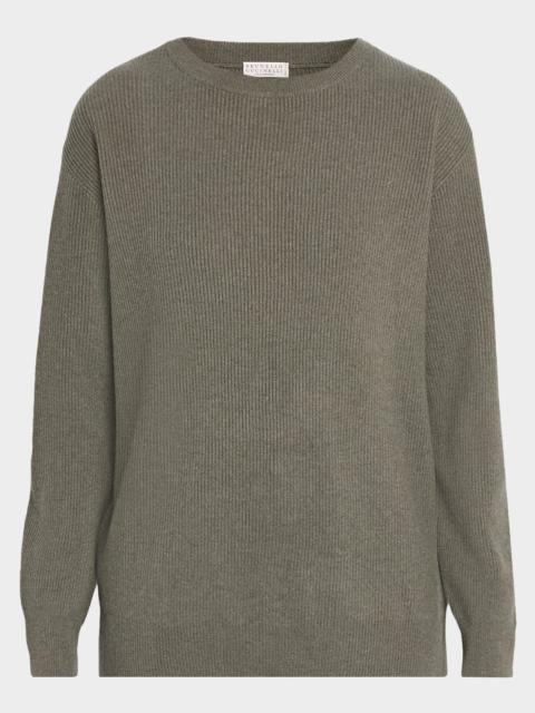 Brunello Cucinelli Cashmere Rib Crewneck Sweater