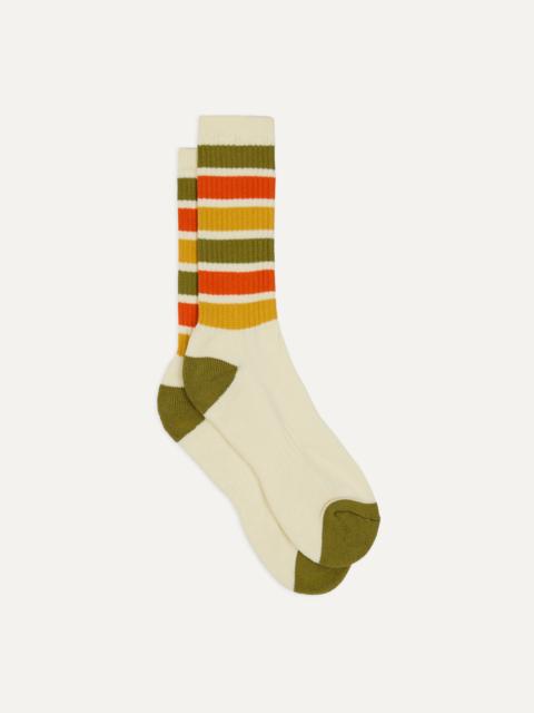 Drake's Olive, Yellow and Orange Striped Sport Socks