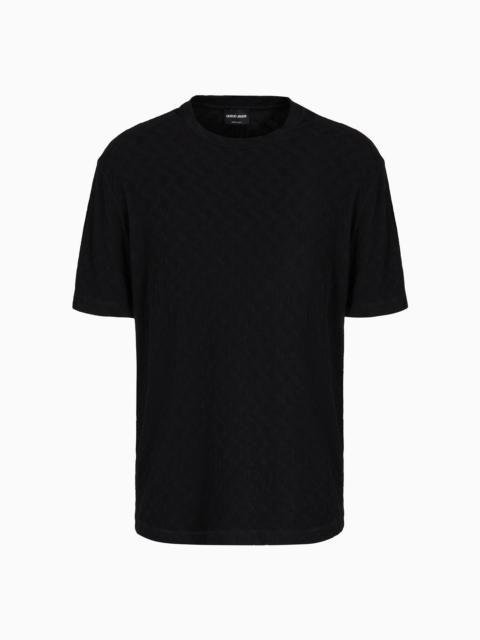 Viscose and cashmere jacquard jersey crew-neck T-shirt