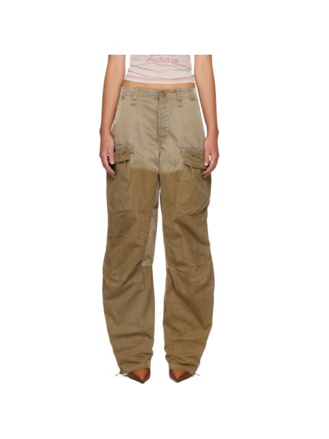 Diesel Khaki Cotton & Nylon Cargo Pants