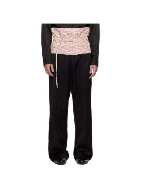 Dries Van Noten Black Contrast Waist Jacquard Trousers