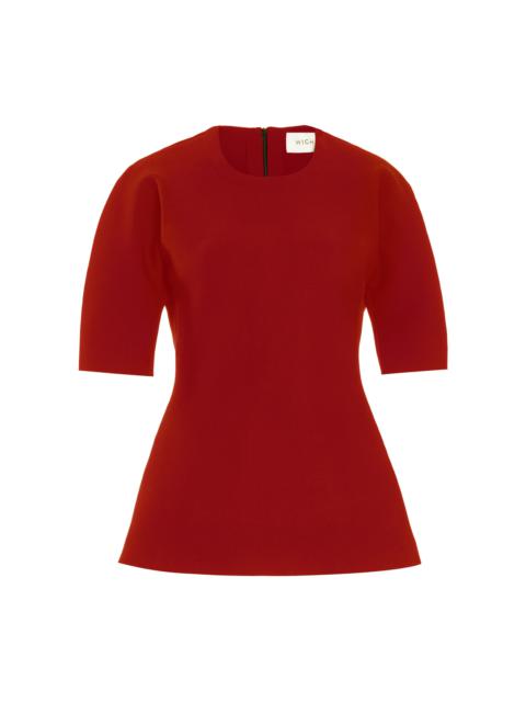 HIGH SPORT Bianca Stretch-Cotton Knit Top red