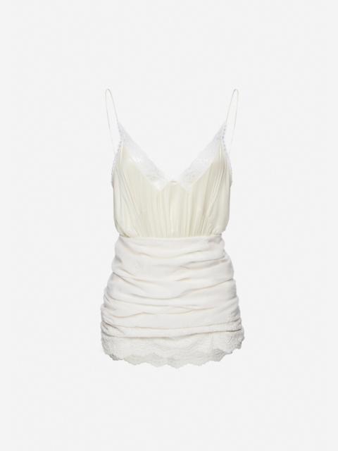 MAGDA BUTRYM Lace V-neck top in cream