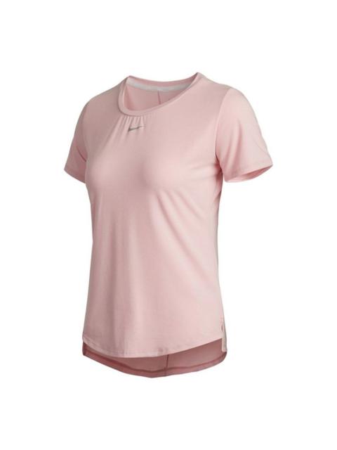 Nike (WMNS) Nike Dri-FIT Training Sports Quick-dry Round Collar T-Shirt Pink DD0619-630