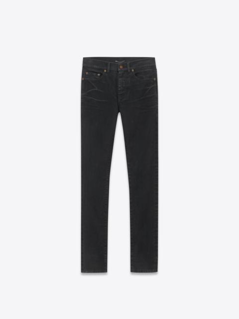 SAINT LAURENT skinny jeans in light glazed black denim