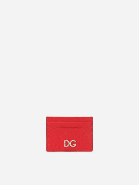 Dolce & Gabbana Dauphine calfskin card holder with rhinestone DG logo