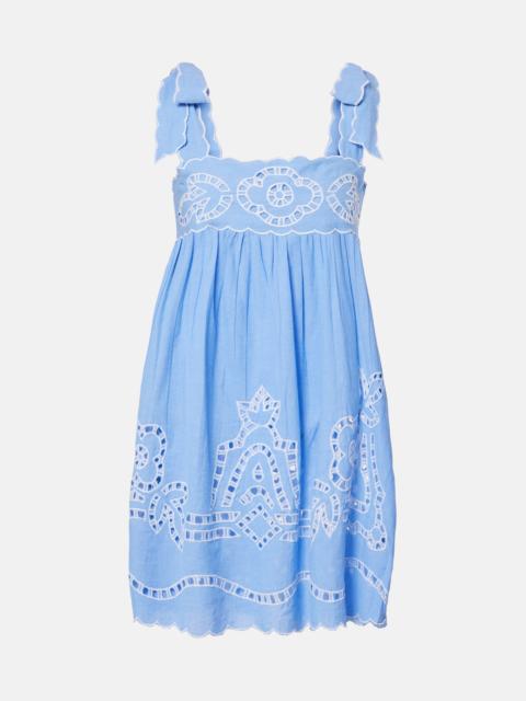 juliet dunn Broderie anglaise scalloped cotton minidress