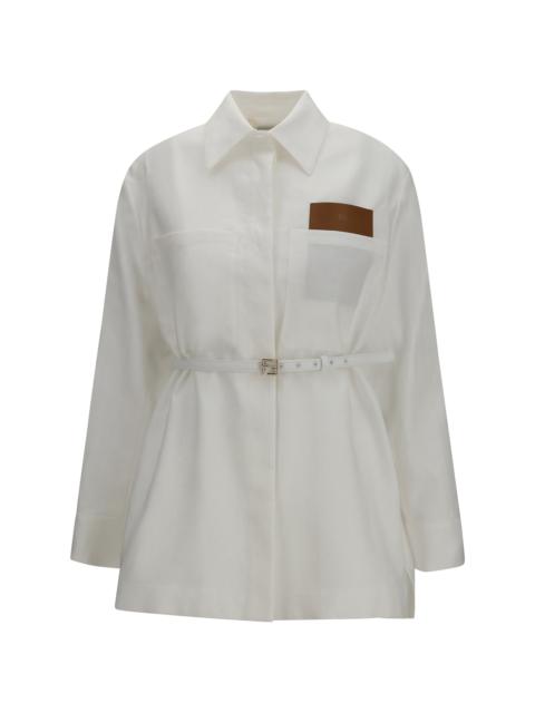 FENDI Fendi Linen and Cotton Belted Jacket — White