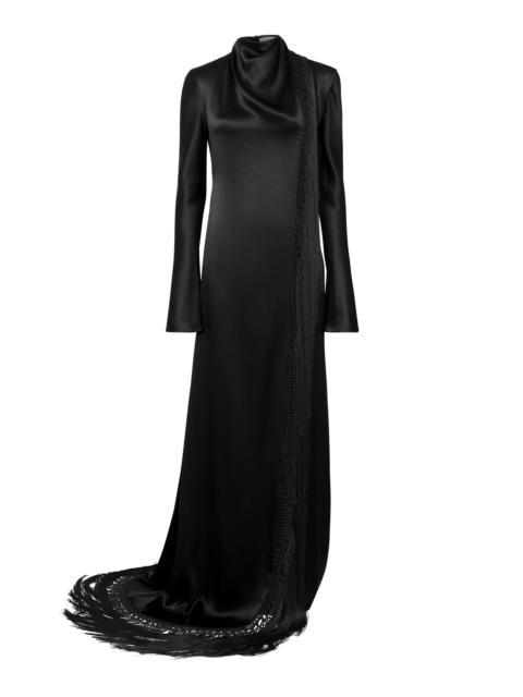 GABRIELA HEARST Anne Dress in Black Silk Satin with Silk Macrame