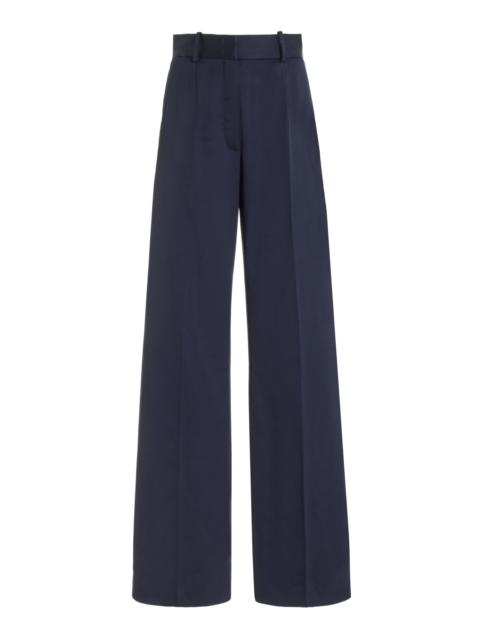 Another Tomorrow Wool Flared-Leg Pants navy