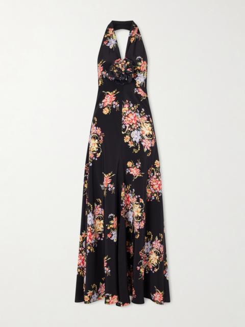 RODARTE Floral-print Silk-crepe Halterneck Gown