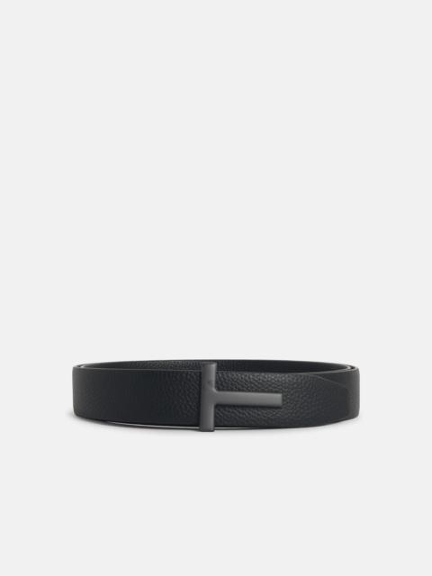 TOM FORD 'T ICON' BLACK LEATHER BELT