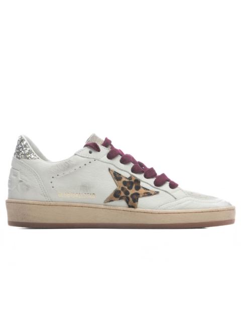 Golden Goose Ball Star Distressed Glittered Calf Hair And Suede-trimmed Leather Sneakers