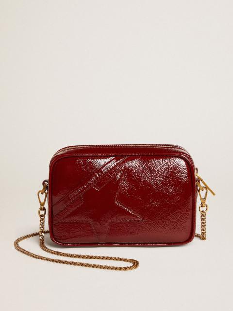 Golden Goose Mini Star Bag in burgundy patent leather with tone-on-tone star