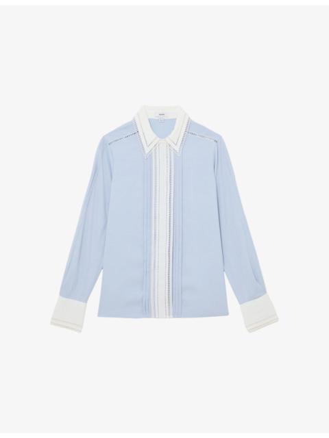 REISS Luma Tipped Long-Sleeve Woven Shirt