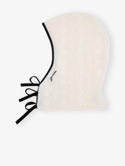 GANNI EGRET CASHMERE MIX BALACLAVA