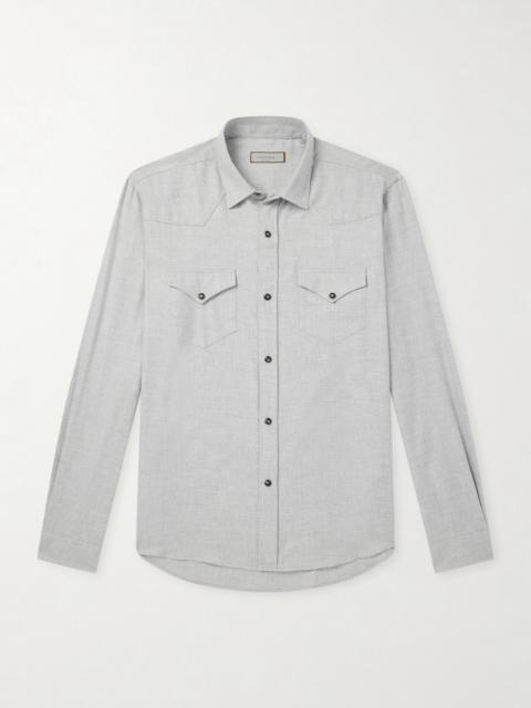 Canali Lyocell and Cotton-Blend Herringbone Shirt