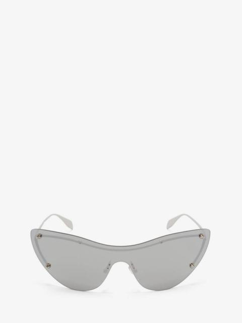 Alexander McQueen Women's Spike Studs Cat-eye Mask Sunglasses in Silver