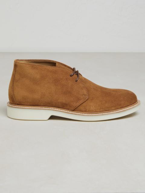 Brunello Cucinelli Suede mid boots with white sole