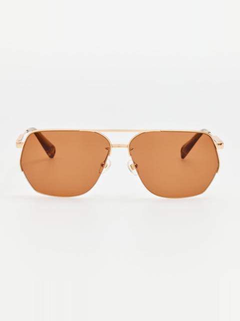 LINDA FARROW Aviador Sunglasses in Light Gold